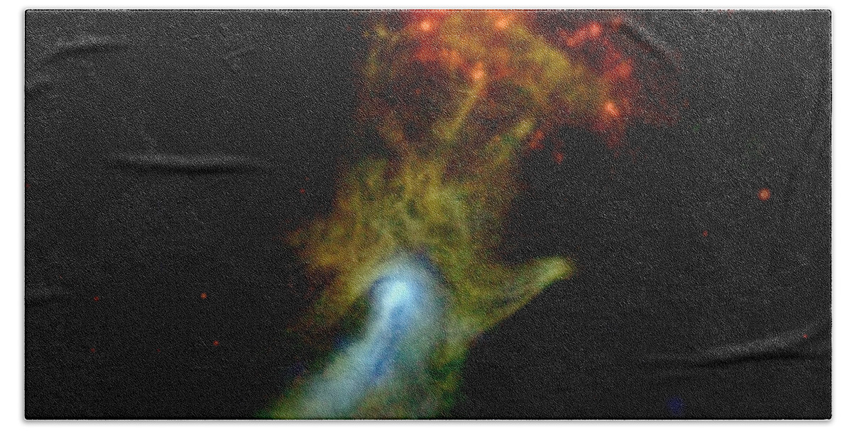 Galaxy Bath Towel featuring the photograph Hand Of God Pulsar Wind Nebula by Science Source