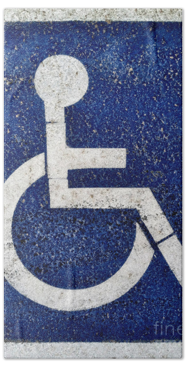 Access Bath Towel featuring the photograph Handicapped Symbol by Bryan Mullennix