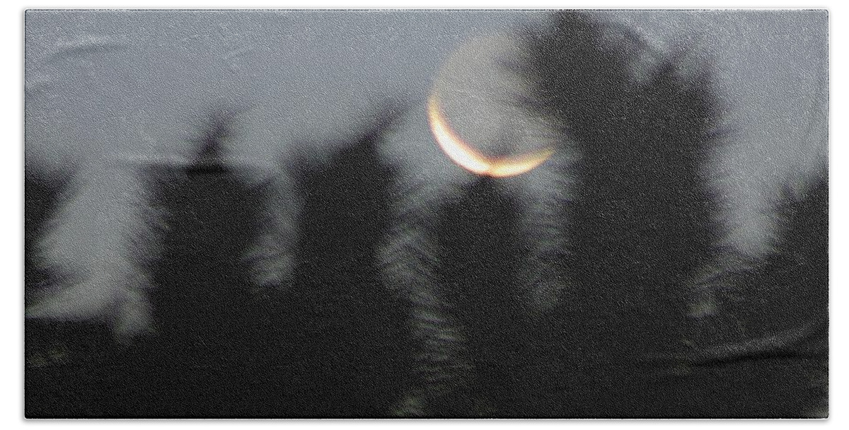 Night Bath Towel featuring the photograph Hand'Z anD MooN GoTCHA by Angela J Wright