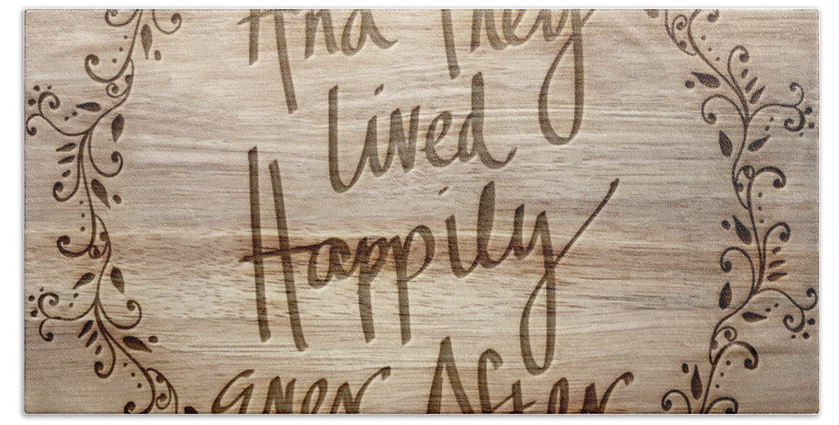 Happily Hand Towel featuring the mixed media Happily Ever After by South Social Studio