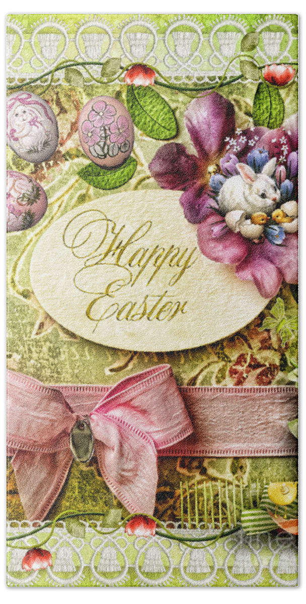 Happy Easter Bath Towel featuring the digital art Happy Easter 2 by Mo T