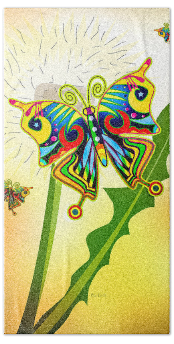 Butterfly Bath Towel featuring the digital art Happy Hippie Butterflies by Bob Orsillo