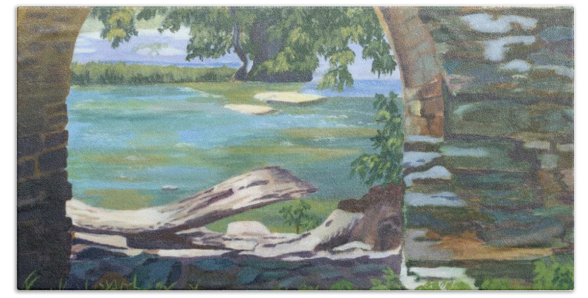 Harper's Ferry Bath Towel featuring the painting Harper's Arch by Lynne Reichhart