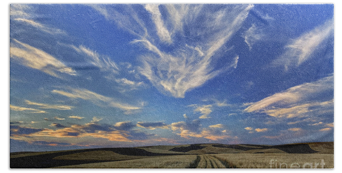 Harvest Bath Sheet featuring the photograph Harvest Sky by Mark Kiver