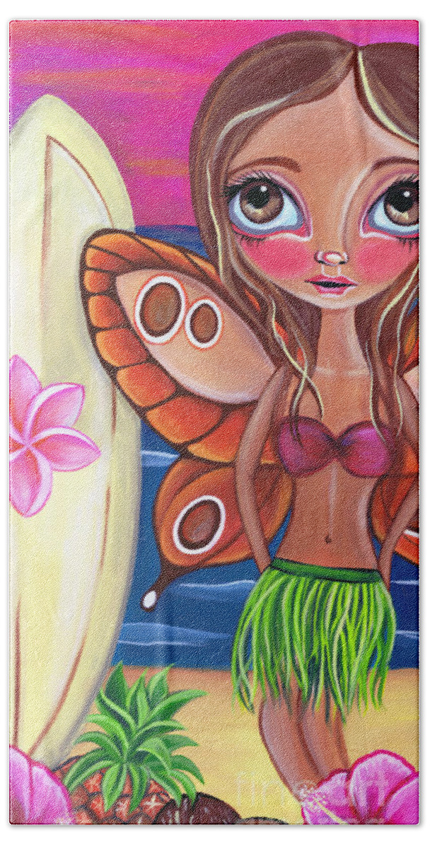 Fine Bath Towel featuring the painting Hawaiian Fairy by Jaz Higgins