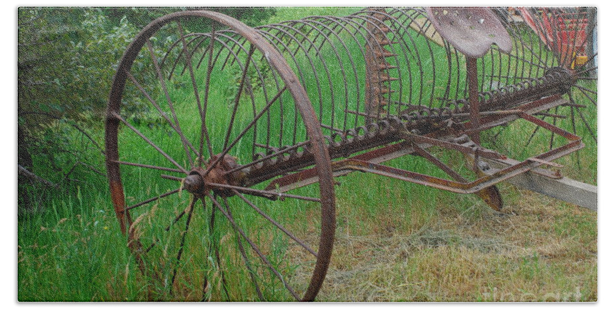 Hay Hand Towel featuring the photograph Hay Rake by Ron Roberts