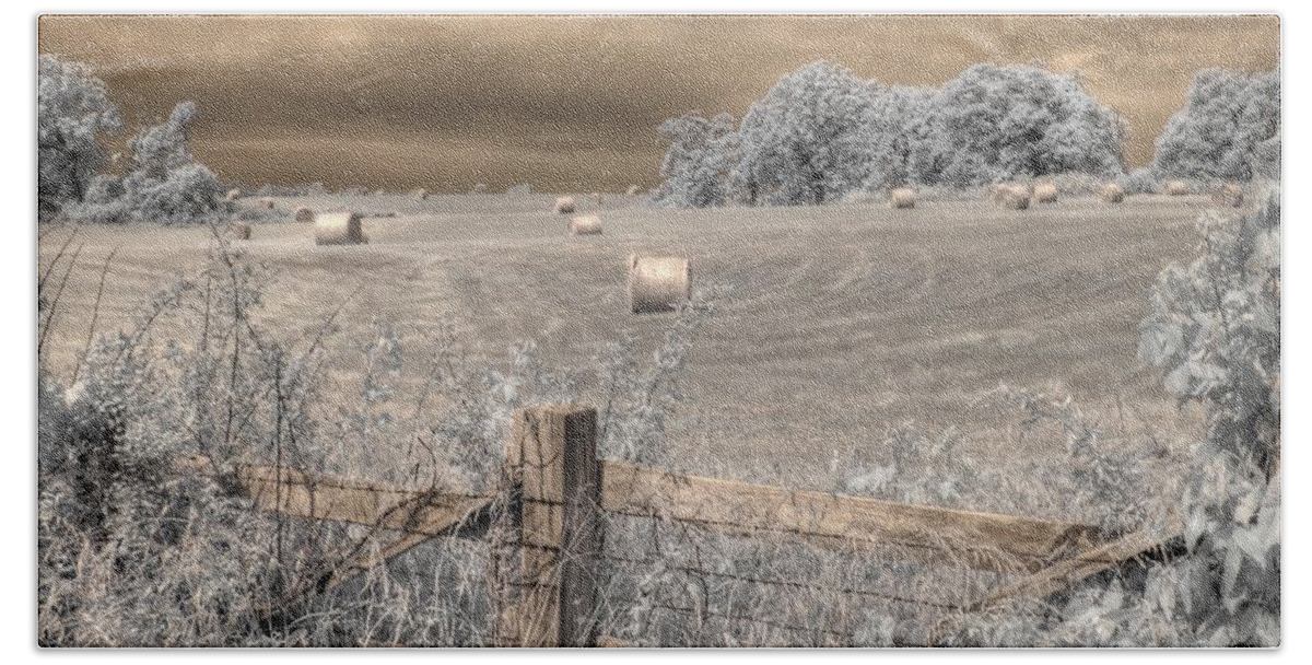 Hay Hand Towel featuring the photograph Hay Stacks by Jane Linders