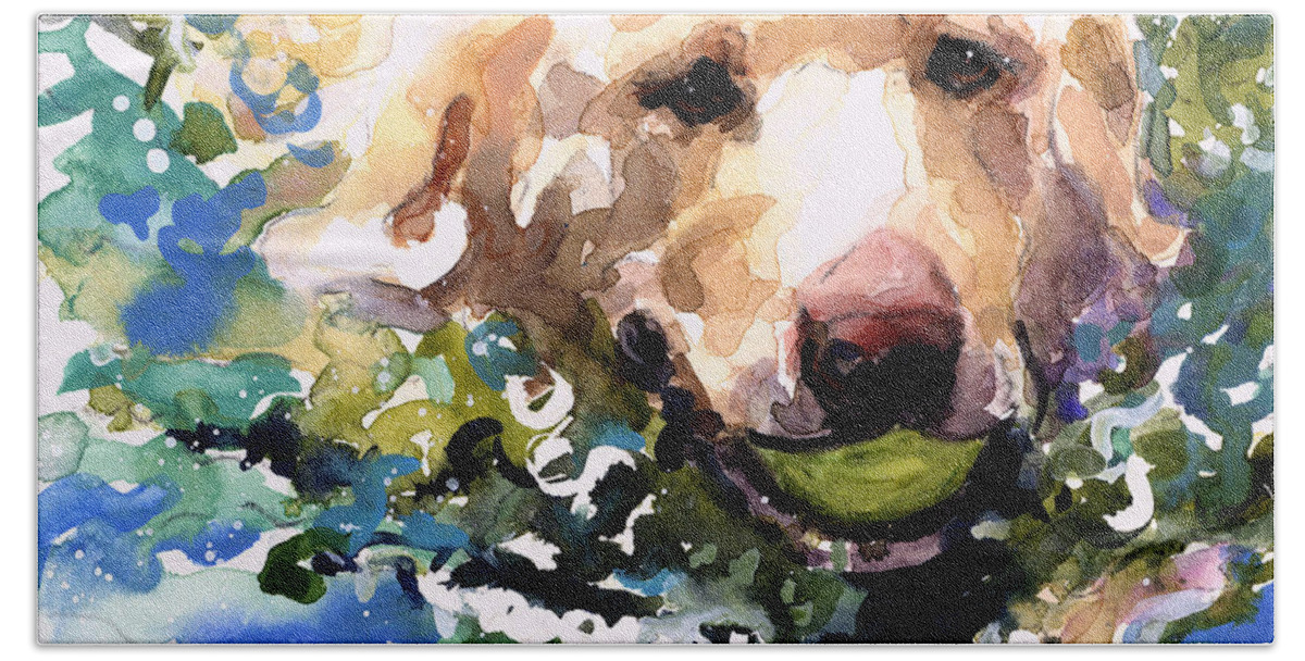 Water Retrieve Bath Sheet featuring the painting Head Above Water by Molly Poole