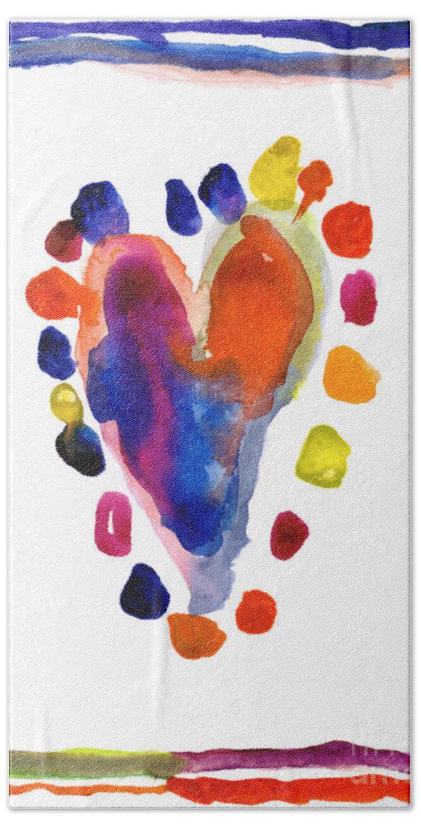 Heart Hand Towel featuring the painting Heart by Kasey Hutcheson Age Seven