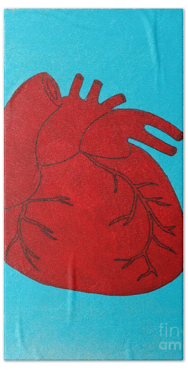  Bath Towel featuring the painting Heart red by Stefanie Forck