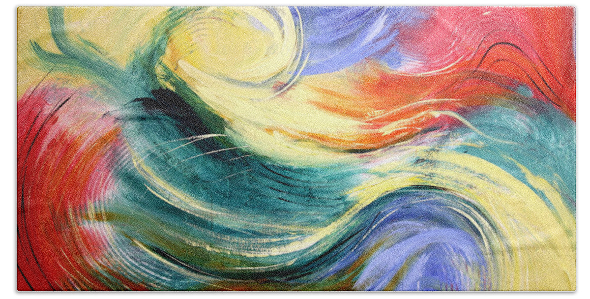 Abstract Bath Towel featuring the painting Heaven by Anthony Falbo