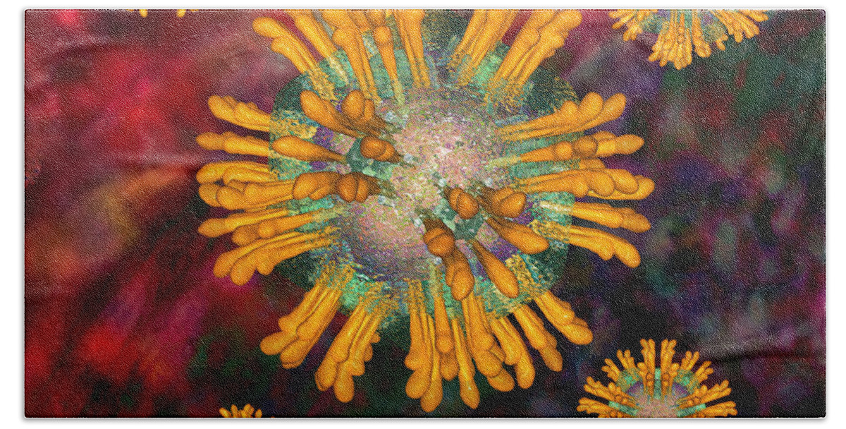Biological Hand Towel featuring the digital art Hepatitis C Virus #3 by Russell Kightley