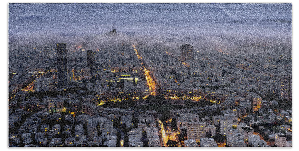 Israel Bath Towel featuring the photograph Here comes the Fog by Ron Shoshani
