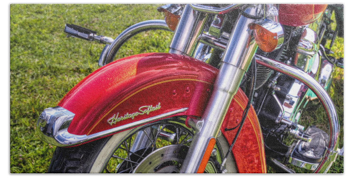Auto Bath Towel featuring the photograph Heritage Softail by Tim Stanley