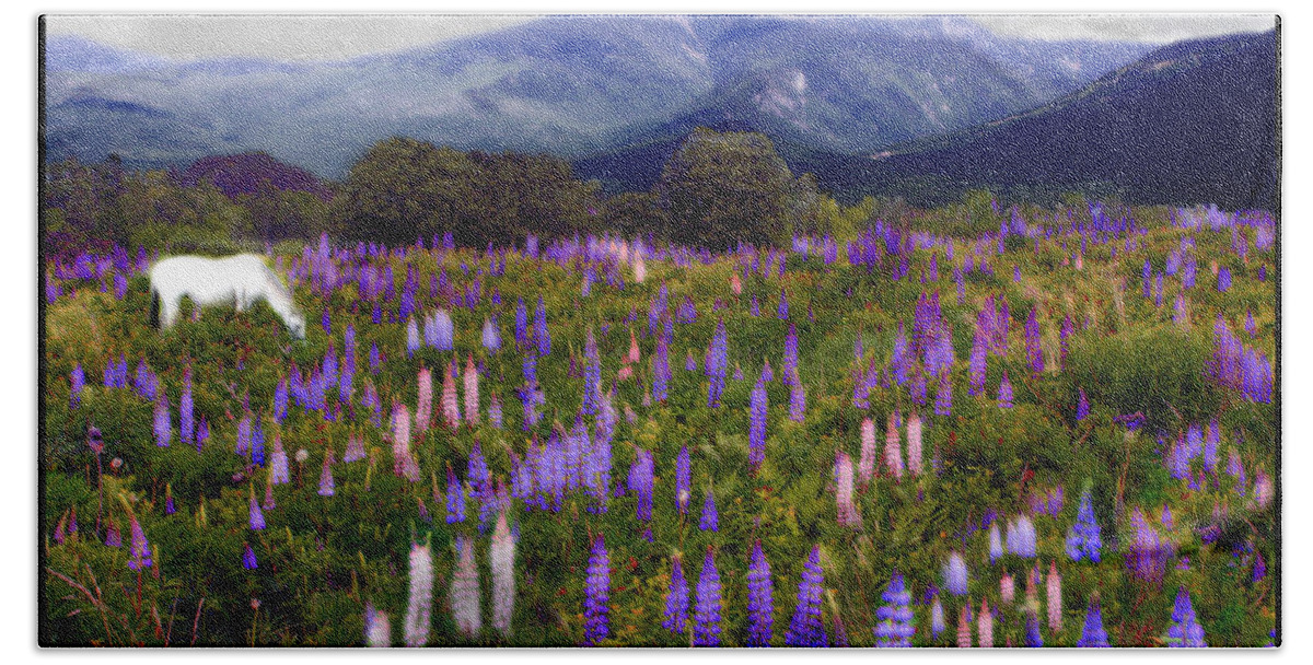 Lupinefest Bath Towel featuring the photograph High Country Lupine Dreams by Wayne King