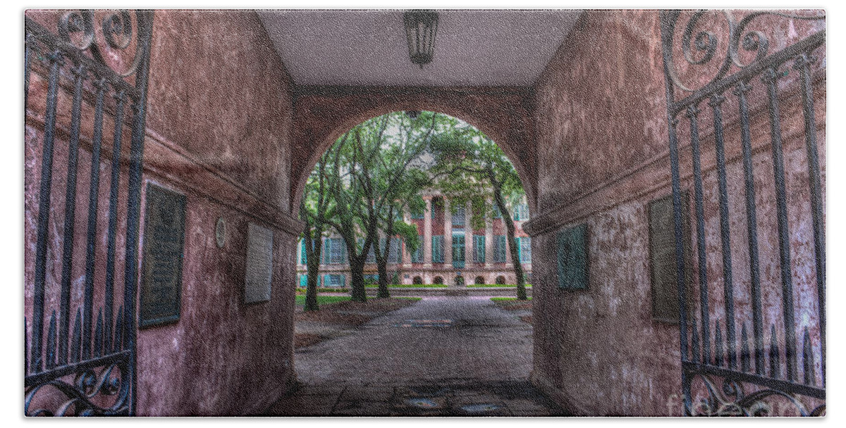 College Of Charleston Hand Towel featuring the photograph Higher Education Tunnel by Dale Powell