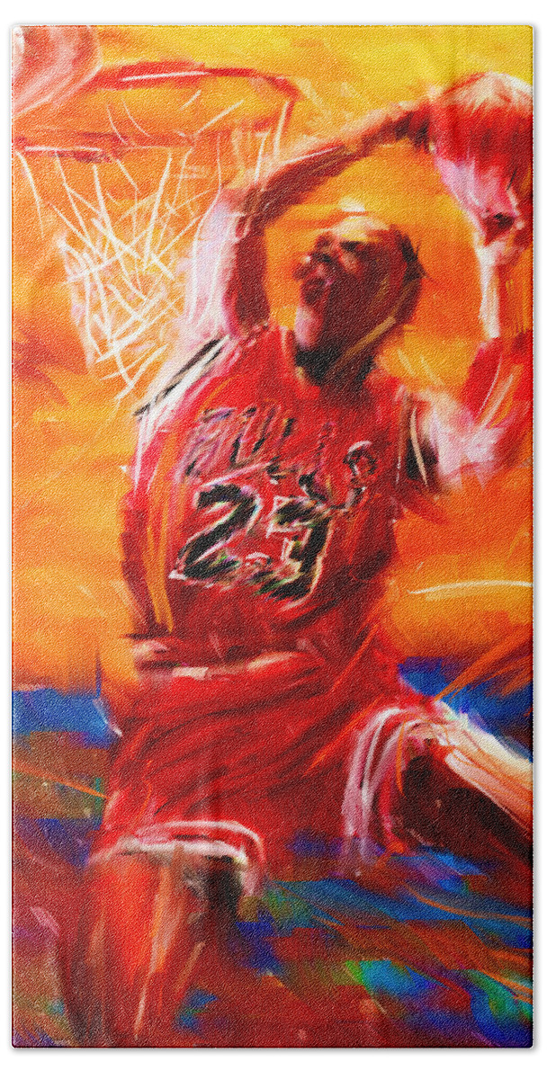Basketball Hand Towel featuring the digital art His Airness by Lourry Legarde