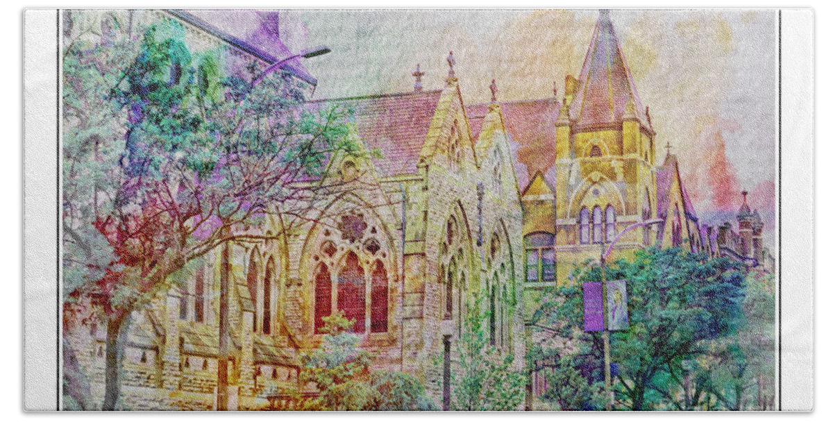 Architecture Bath Towel featuring the photograph Historic Churches St Louis Mo - Digital Effect 5 by Debbie Portwood