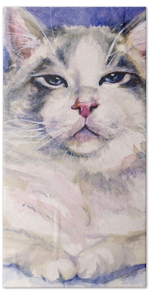 Cat Hand Towel featuring the painting Holding Court by Judith Levins