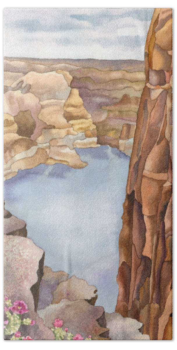 Hole In The Rock Painting Hand Towel featuring the painting Hole in the Rock by Anne Gifford