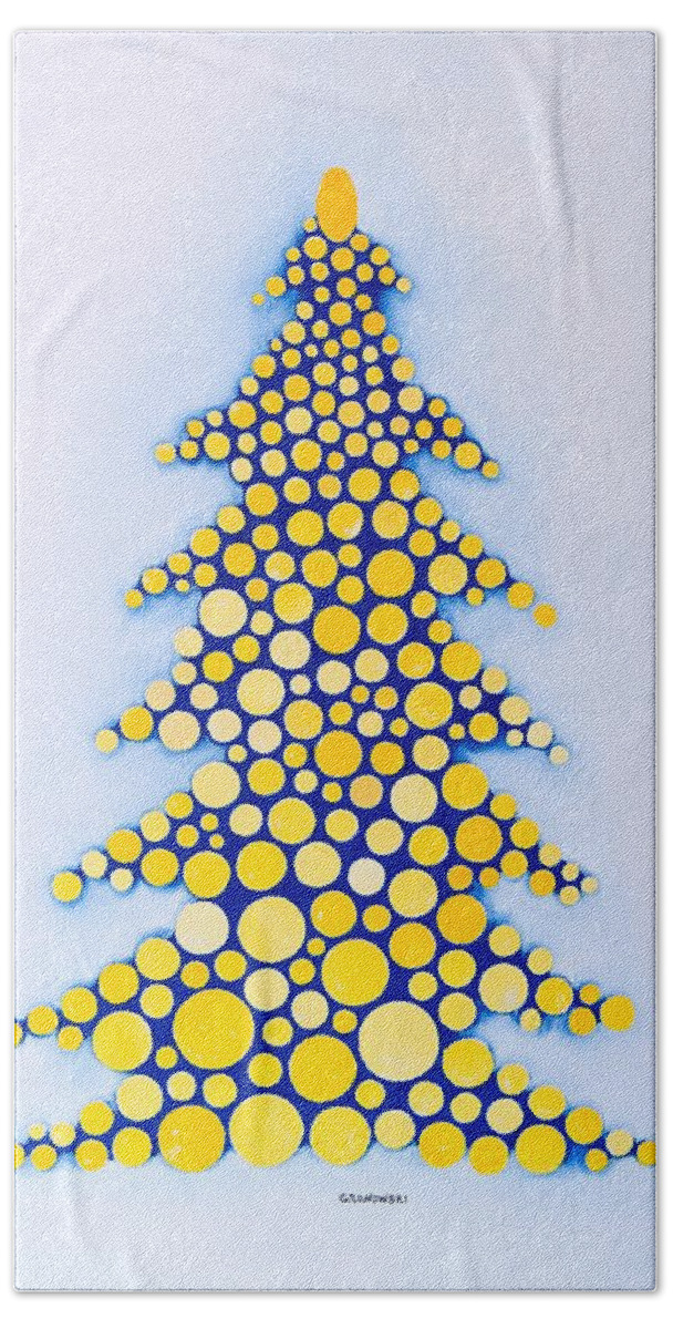 Christmas Tree Hand Towel featuring the painting Holiday Tree #2 by Thomas Gronowski