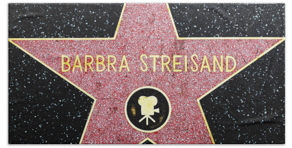 Barbra Streisand Hand Towel featuring the photograph Hollywood Walk of Fame Barbra Streisand 5D28986 by Wingsdomain Art and Photography