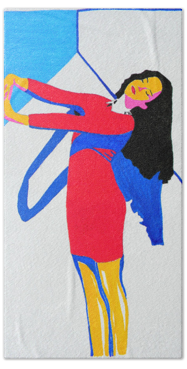 Woman Hand Towel featuring the painting Homage To CARVEN by Marwan George Khoury