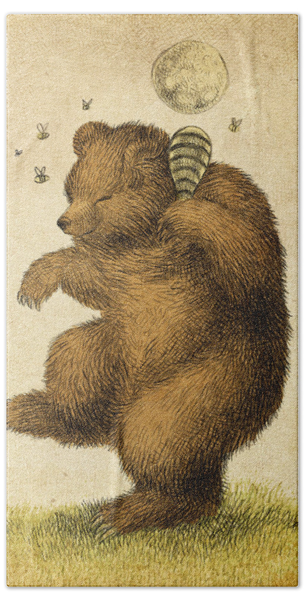 Bear Bath Sheet featuring the drawing Honey Bear by Eric Fan