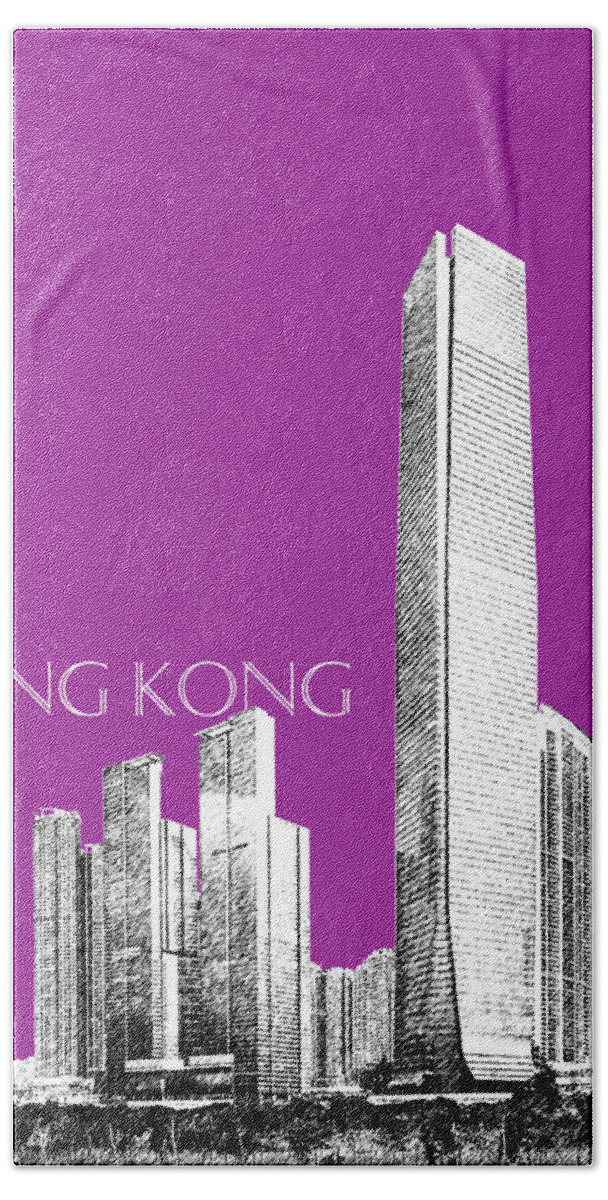 Architecture Bath Towel featuring the digital art Hong Kong Skyline 2 - Plum by DB Artist