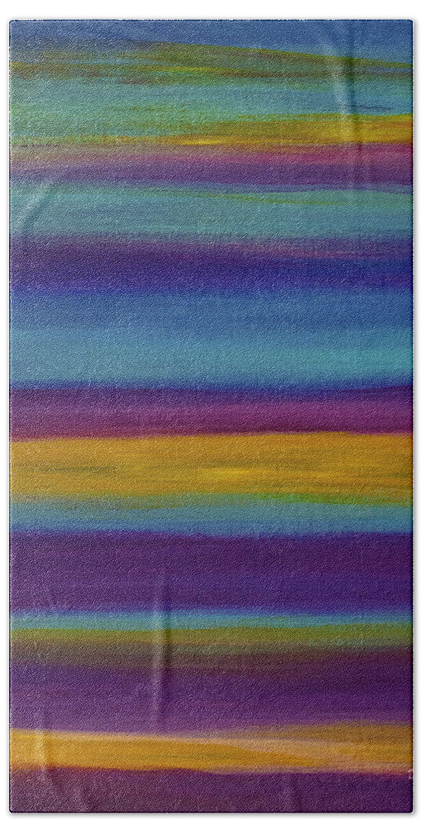 Abstract Bath Towel featuring the painting Horizons by Dick Bourgault