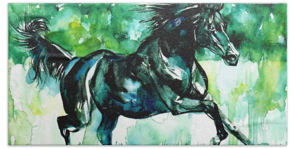 Horse Bath Towel featuring the painting Horse Painting.42 by Fabrizio Cassetta