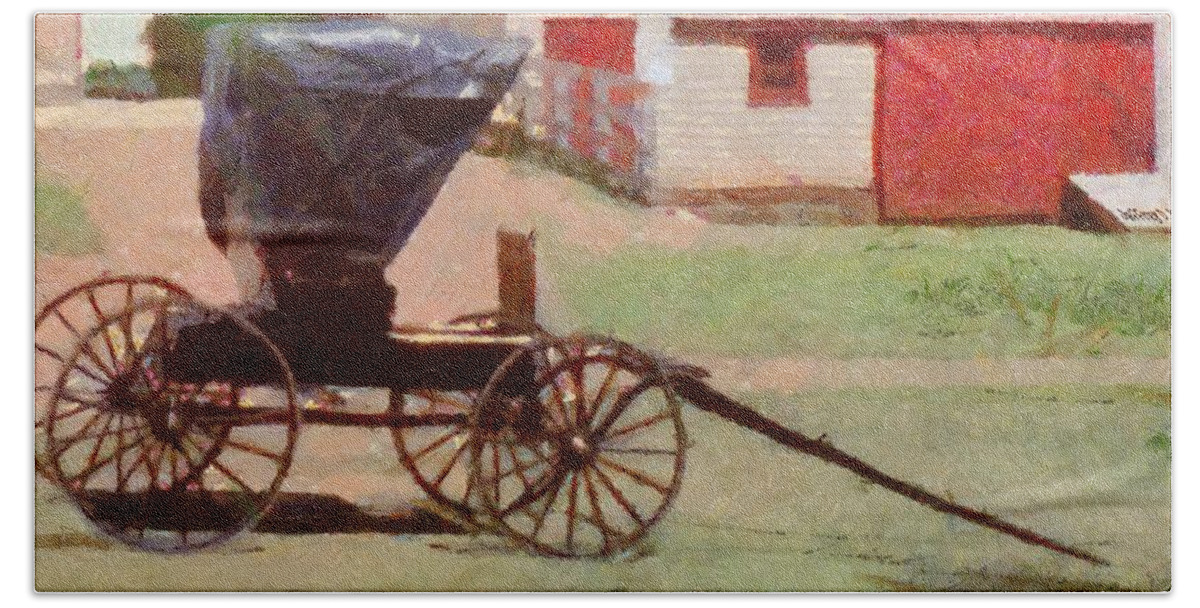 Canadian Bath Towel featuring the painting Horseless Carriage by Jeffrey Kolker