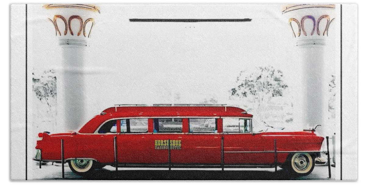  Vintage Cadillac Bath Towel featuring the painting Horseshoe Fleetwood Cadillac Limousine by Barbara Chichester