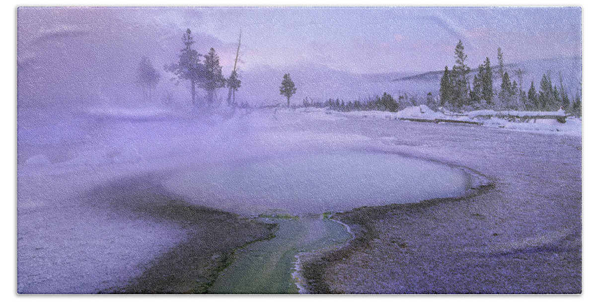 Feb0514 Hand Towel featuring the photograph Hot Spring Upper Geyser Basin by Tim Fitzharris