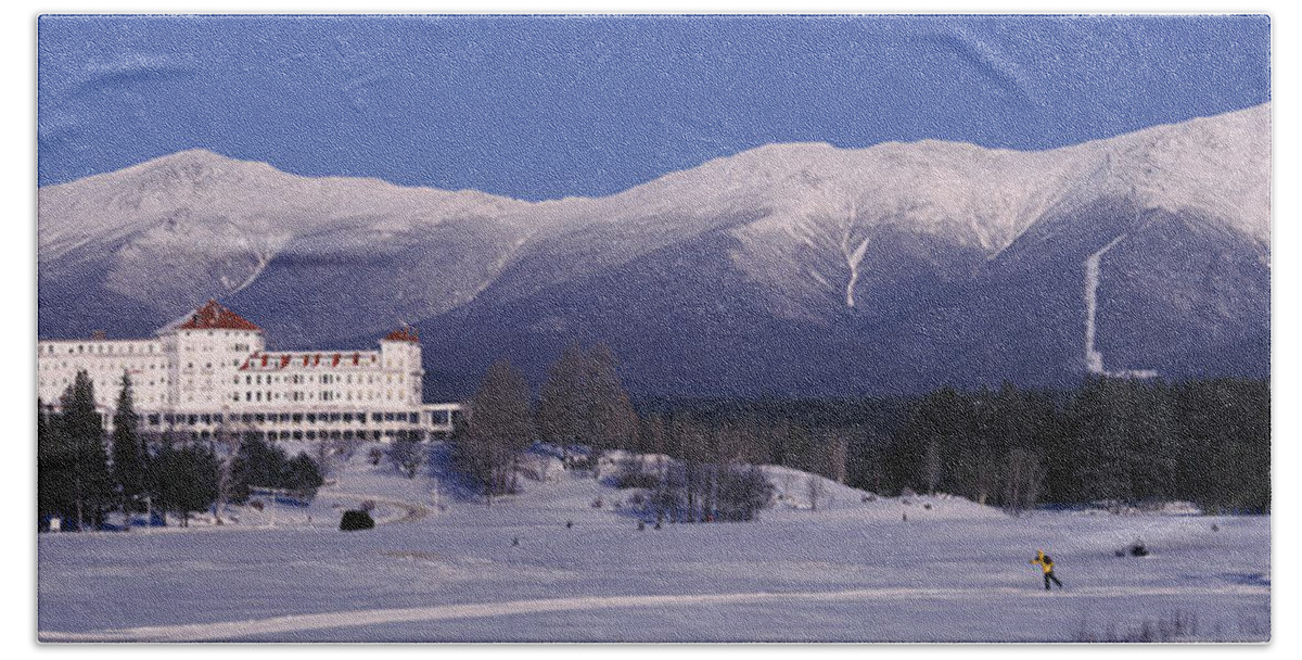 Photography Bath Towel featuring the photograph Hotel Near Snow Covered Mountains, Mt by Panoramic Images