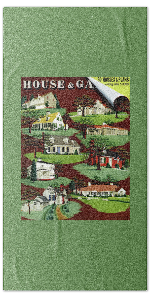 House & Garden Cover Illustration Of 9 Houses Hand Towel