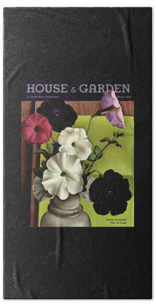 House & Garden Cover Illustration Of Petunias Hand Towel
