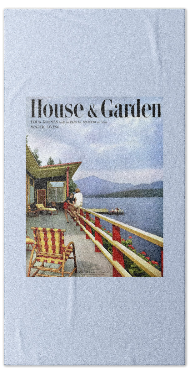 House & Garden Cover Of Women Sitting On The Deck Hand Towel