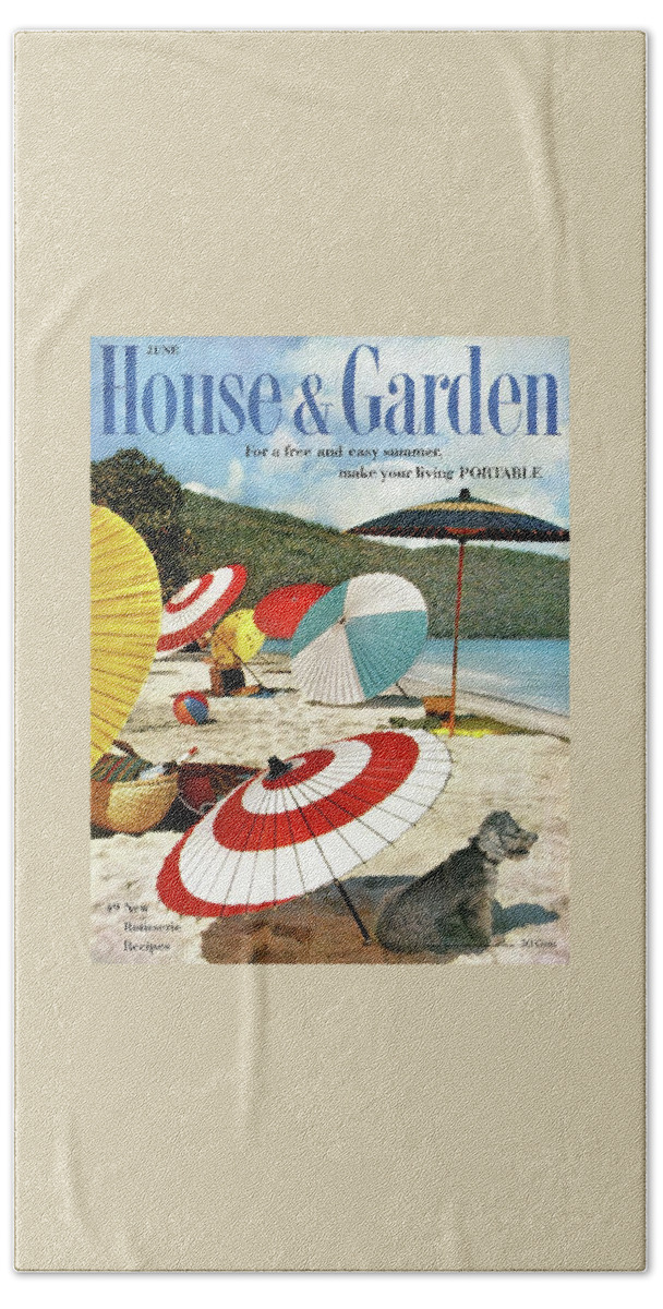 House And Garden Featuring Umbrellas On A Beach Hand Towel