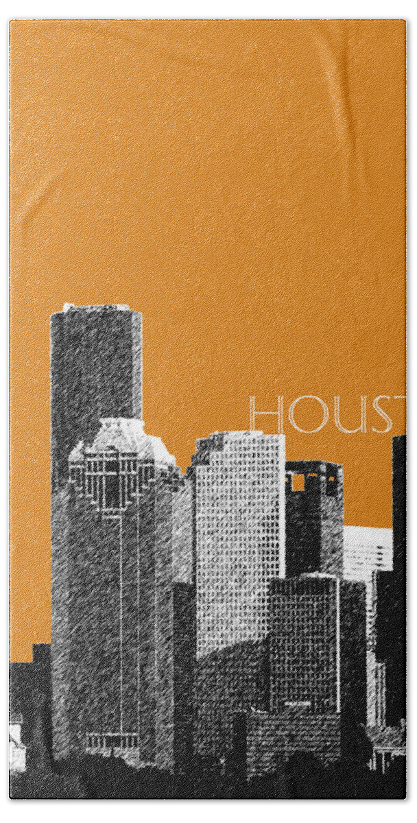 Architecture Bath Towel featuring the digital art Houston Skyline - Dark Orange by DB Artist