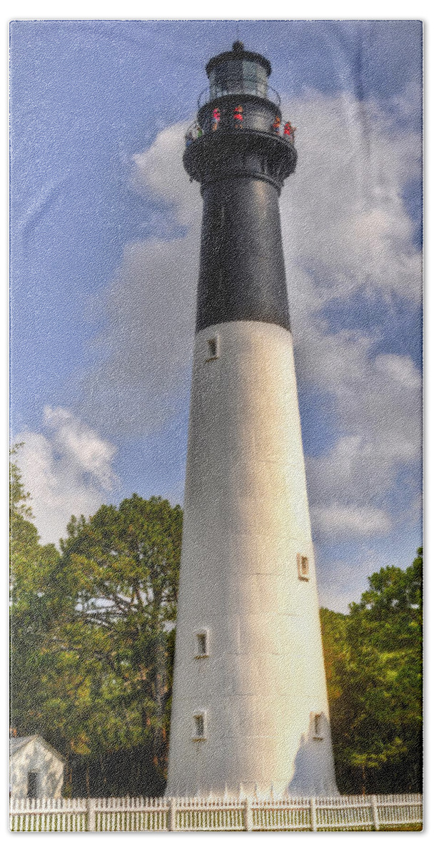 Lighthouse Hand Towel featuring the photograph Huntington Island Lighthouse by Deborah Klubertanz