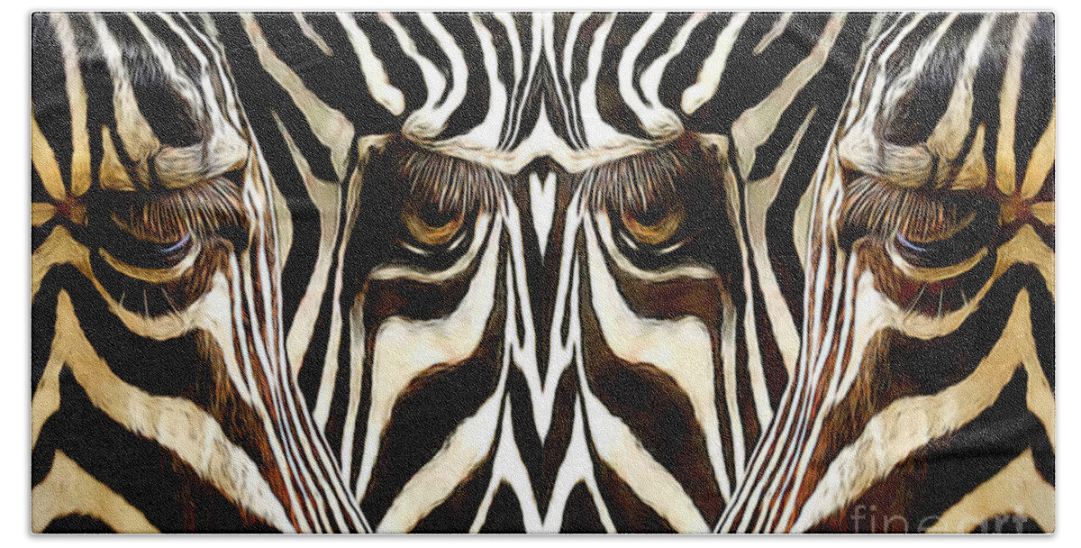 Zebra Bath Towel featuring the digital art Primal Zebra by Jennie Breeze