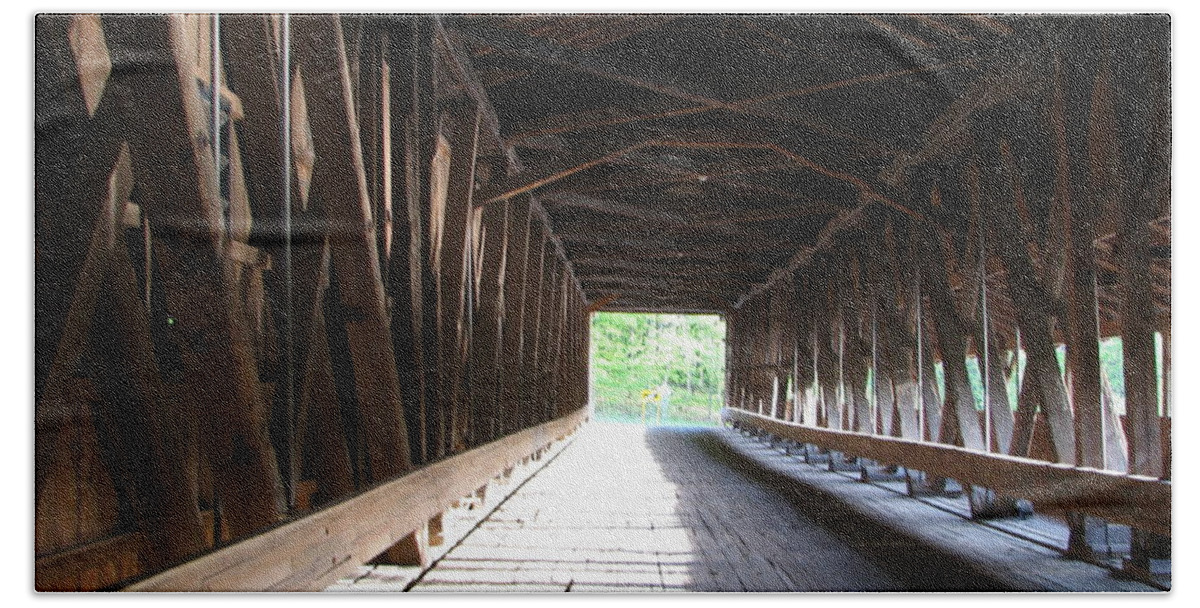 Covered Bridge Hand Towel featuring the photograph I See The Light by Michael Krek