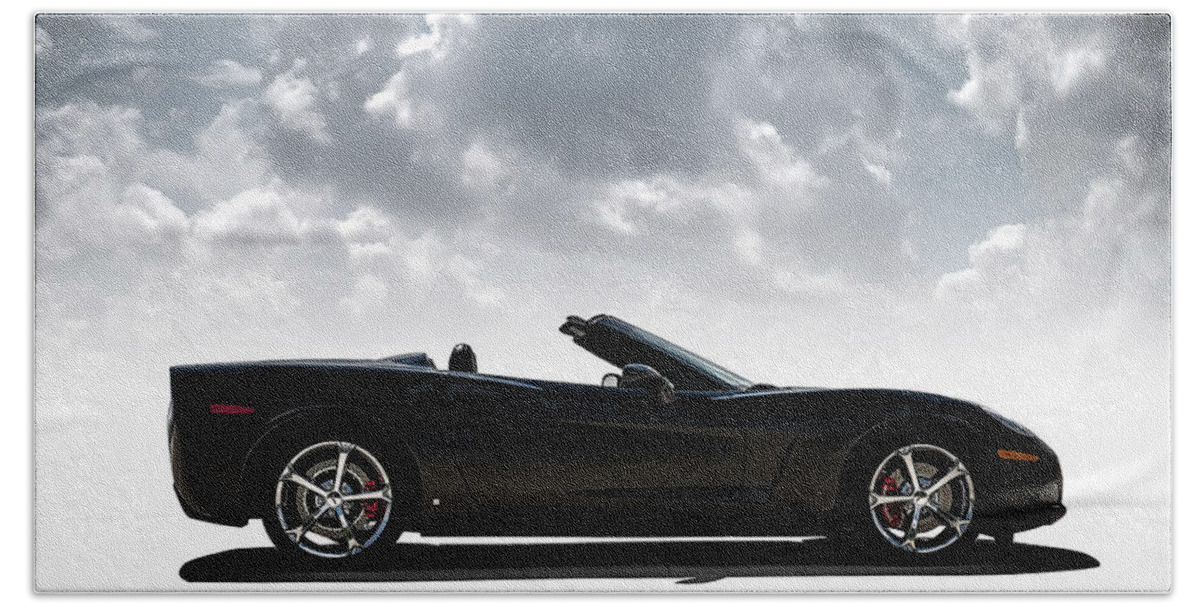 Corvette Hand Towel featuring the digital art I Take Mine Black by Douglas Pittman