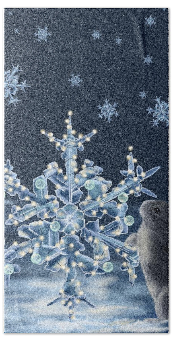 Ice Bath Towel featuring the painting Ice crystals by Veronica Minozzi