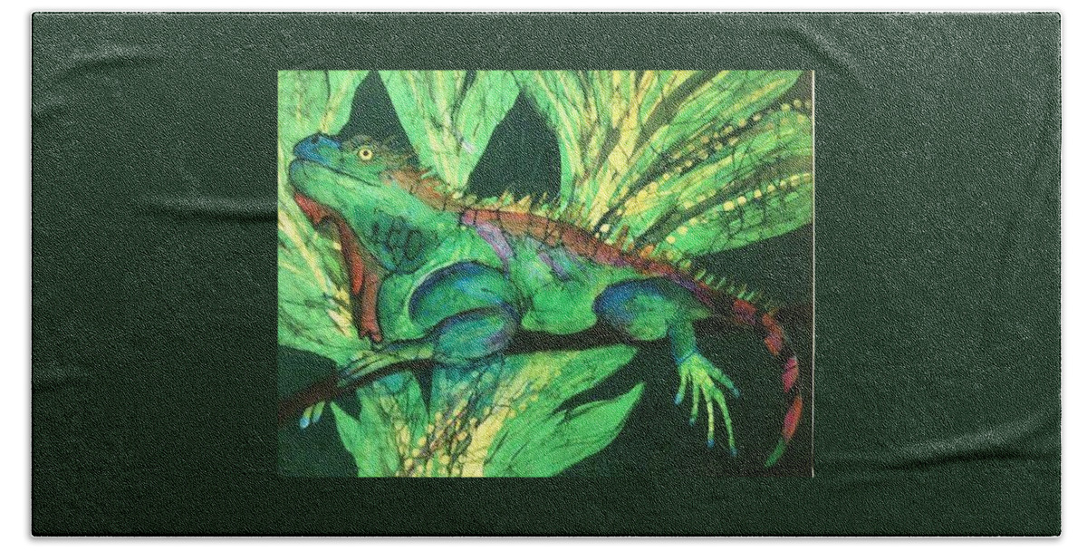 Iguans Bath Towel featuring the tapestry - textile Iguana by Kay Shaffer