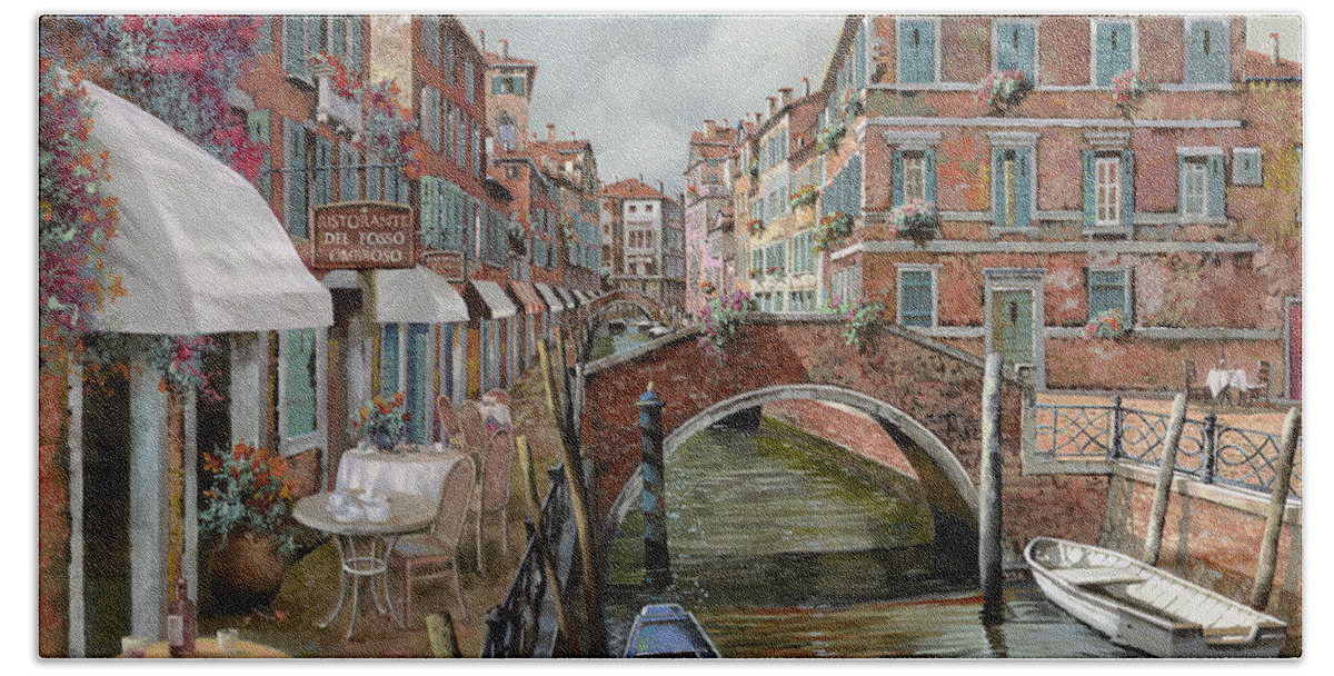 Venice Hand Towel featuring the painting Il Fosso Ombroso by Guido Borelli