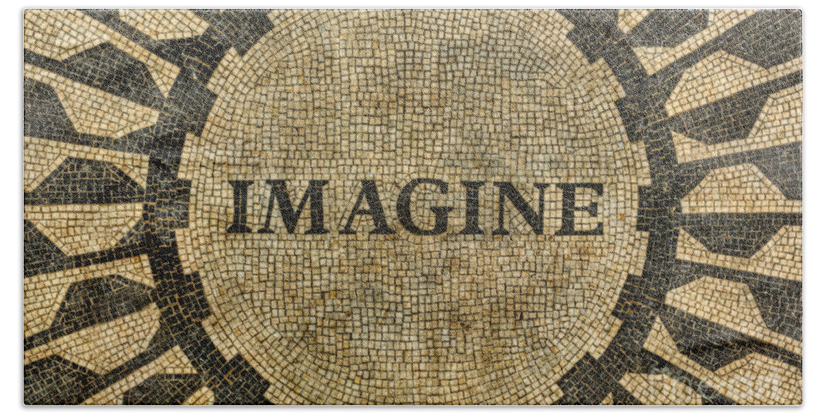 Strawberry Fields Bath Towel featuring the photograph Imagine - John Lennon by Lee Dos Santos