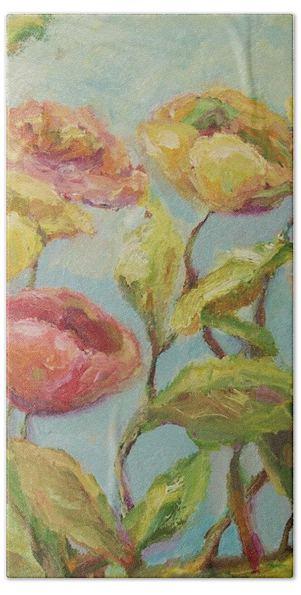 Floral Bath Towel featuring the painting Impressionist Floral Painting by Mary Wolf