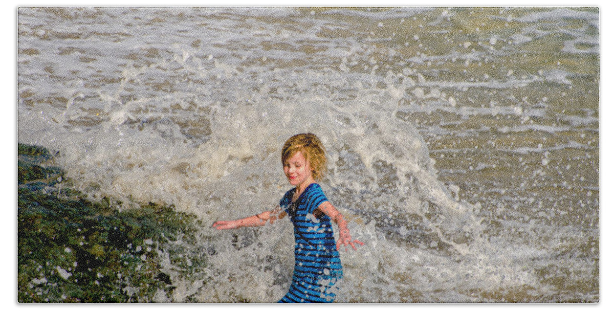 Child Bath Towel featuring the photograph In the Surf by Evelyn Harrison